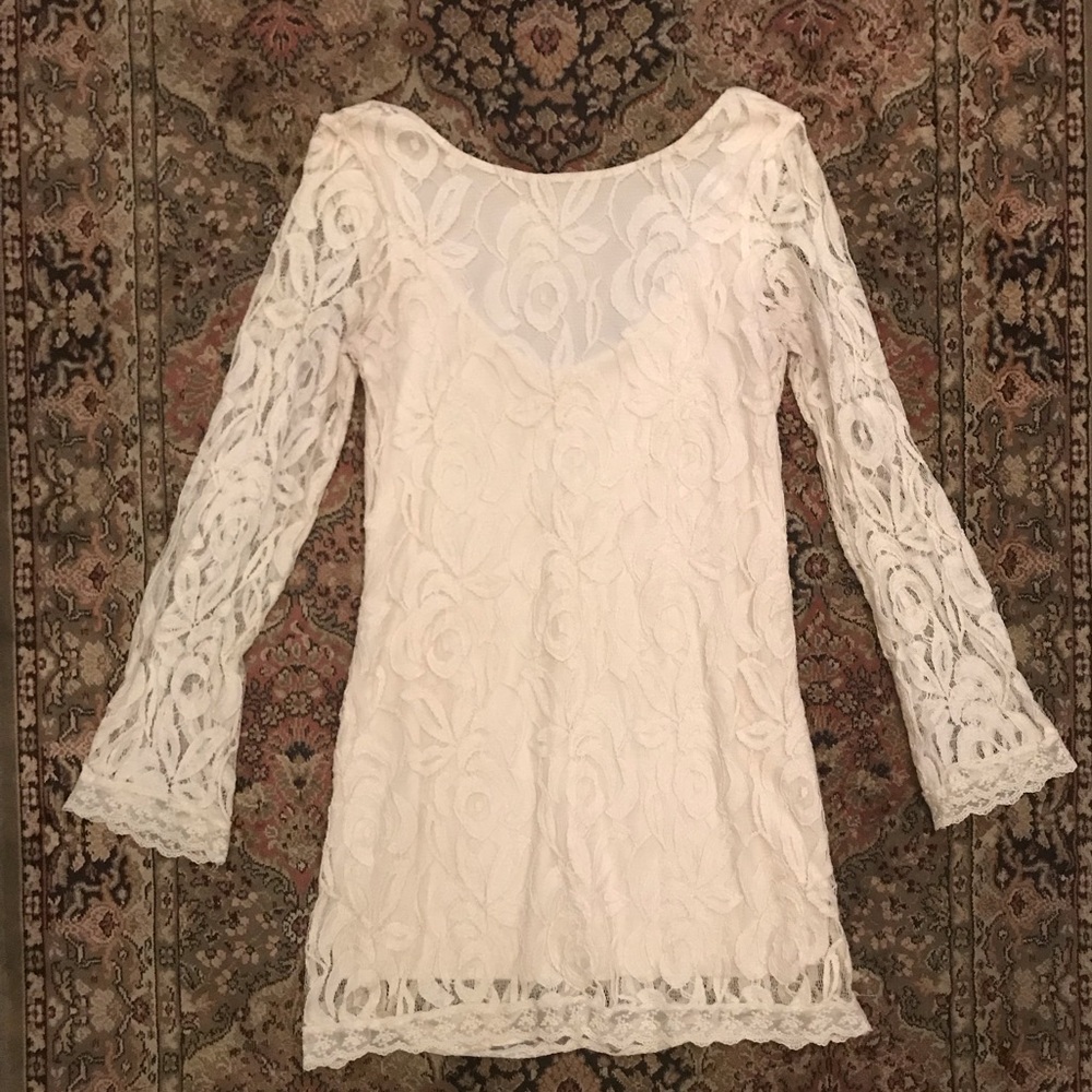 White lace mini dress